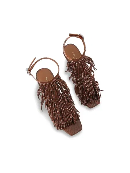 Kurt Geiger London sandały na wysokim Fringe Sandal 90 brązowe