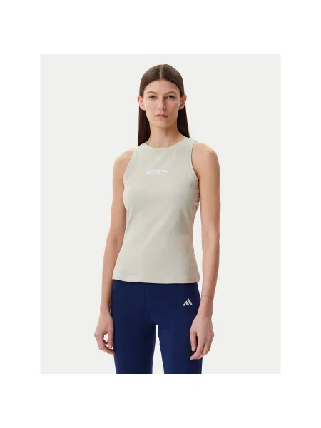 Adidas Топ Essentials Linear Slim Fit бежевий