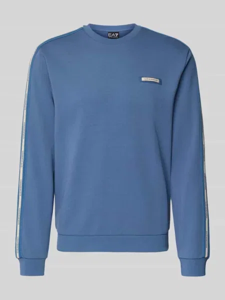 Bluza z naszywką z logo i okrągłym dekoltem Ea7 Emporio Armani niebieska