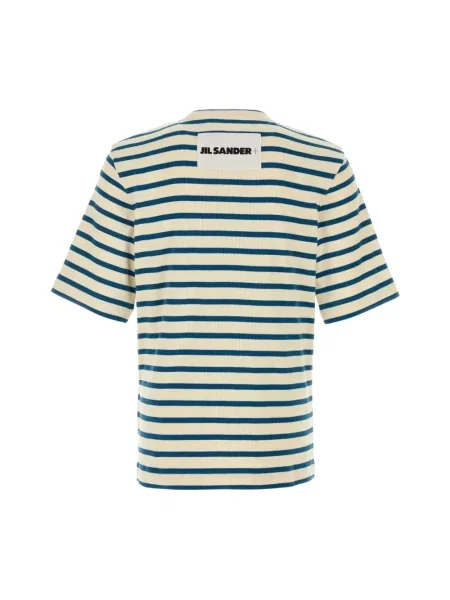 Koszulka Jil Sander w paski z paskiem beżowa