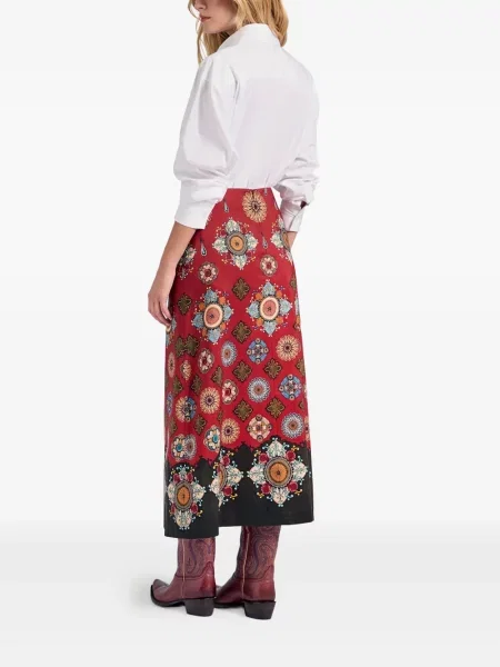 Fustă midi La Doublej cu model floral cu imagine până la genunchi roșu