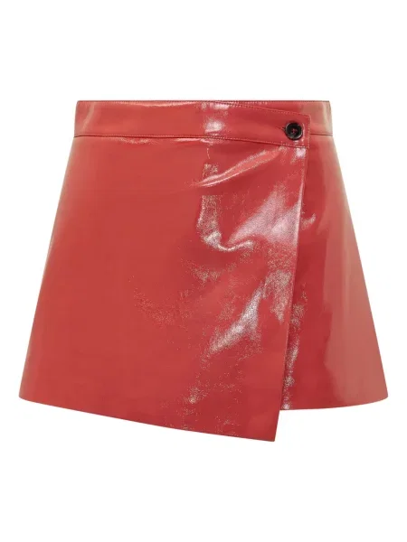 Lakierowane szorty Msgm skórzane asymetryczne czerwone