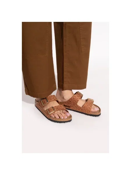 Klapki Birkenstock skórzane brązowe