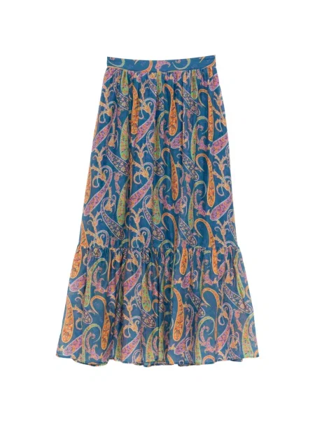 Maksi spódnica maxi Etro z nadrukiem z wzorem paisley niebieska