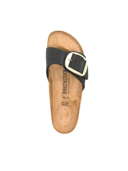 Klapki Birkenstock skórzane na sprzączkę czarne