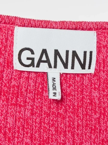 Rochie midi Ganni tricotate roz