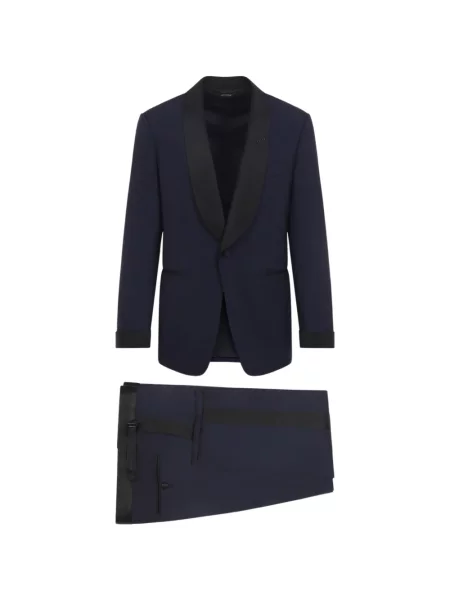 Costum Tom Ford de lână cu rever albastru