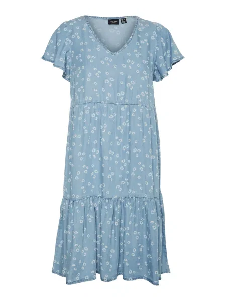 VERO MODA Rochie HARPER albastru deschis alb