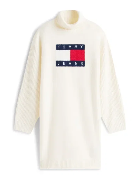 Tommy Jeans Rochie tricotat bleumarin / roșu / alb bej