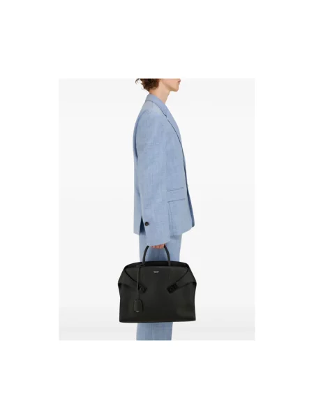 Torba na laptopa Ferragamo skórzana czarna