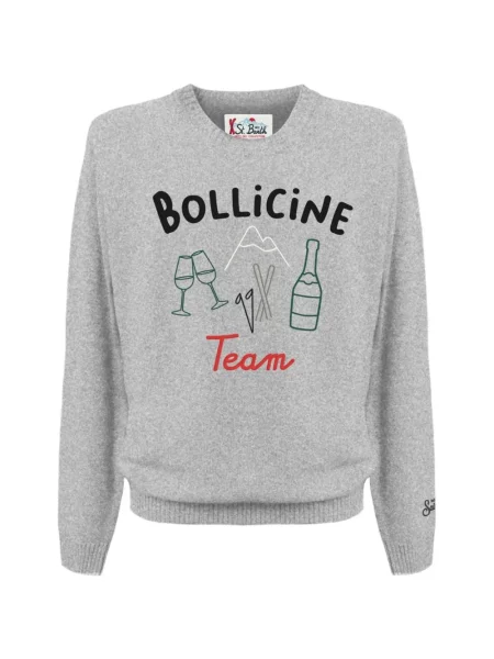 Pulover Mc2 Saint Barth cu broderie gri