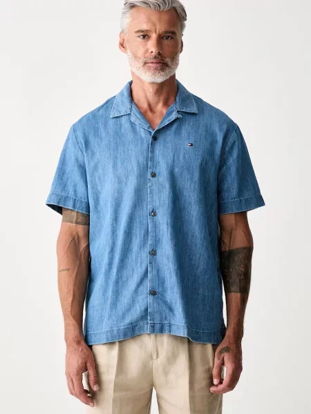 Tommy Hilfiger cămașă pentru bărbați cu albastru