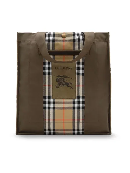 Trencz Burberry skórzany w kratę zielony