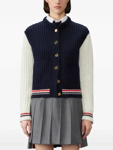 Cardigan Thom Browne din cașmir chunky albastru