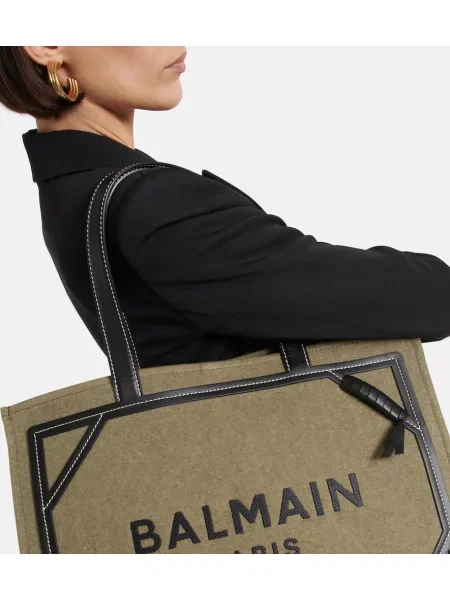 Geantă Balmain din canvas verde