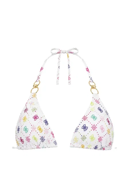 Top Guess cu imagine cu gât halter alb