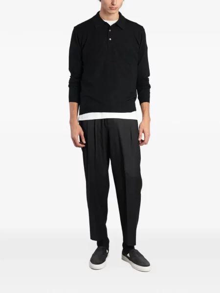 Lung tricou polo Low Brand negru