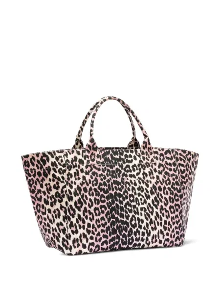Geantă Ganni cu imagine cu model leopard negru