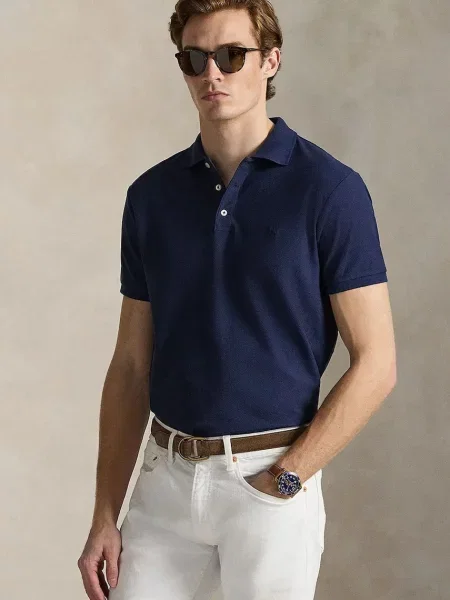 Bombažen polo Polo Ralph Lauren modra