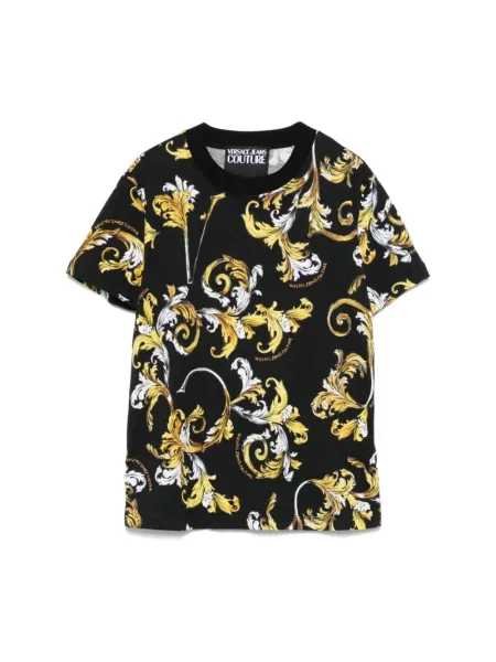 Dzianinowa koszulka Versace Jeans Couture czarna