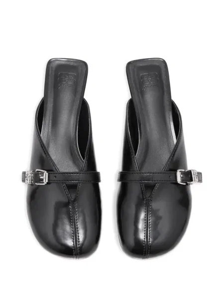 Papuci tip mules Ganni cu cataramă negru