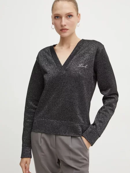 Dzianinowa bluza Karl Lagerfeld czarna