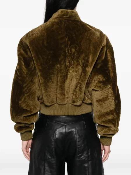 Reversibil geacă bomber Arma din piele de oaie negru