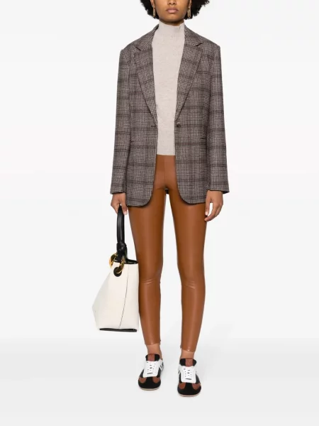 Kožené legíny Michael Michael Kors hnědé