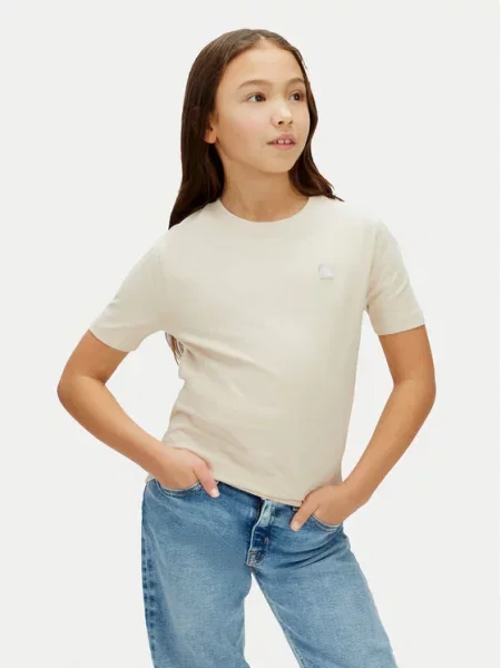 Calvin Klein Jeans T-Shirt Mono Mini Badge beżowy
