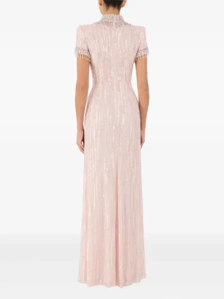 Κοστούμι μάξι φόρεμα Jenny Packham περιδέραιο ροζ