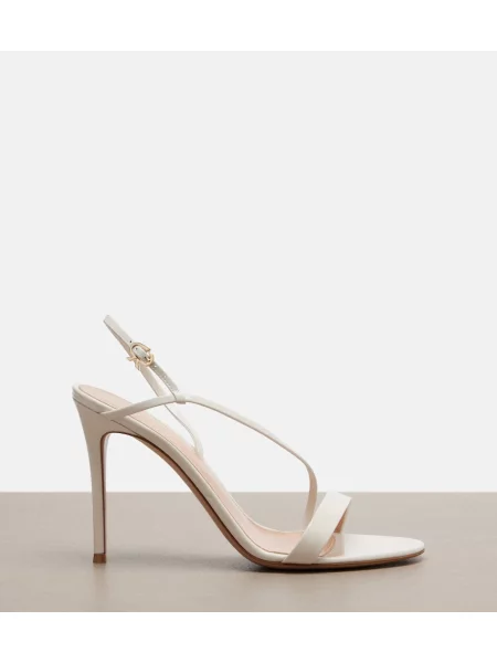 Sandale Gianvito Rossi din piele de lac slingback alb