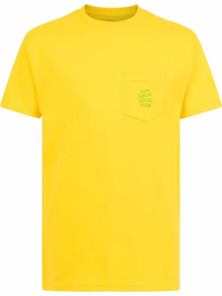 Tricou Anti Social Social Club cu motiv cu inimi galben