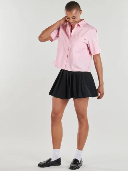 Cămașă Tommy Hilfiger din poplin roz