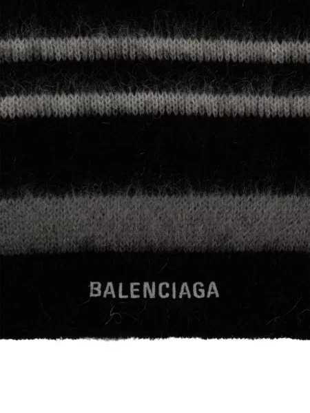 Ριγέ κασκόλ Balenciaga με αυτόγραφο μαύρο