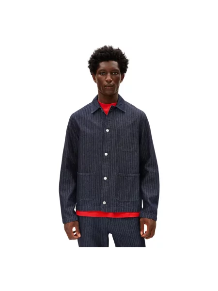 Armedangels Kurtki Mężczyzna Niebieski XL Denim Herringbone Denim Work Jacket granatowa