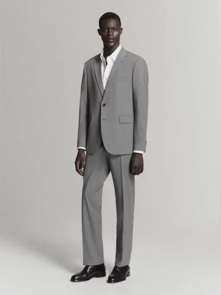 Marynarka garniturowa London regular fit Mężczyzna 46 MANGO MAN szary