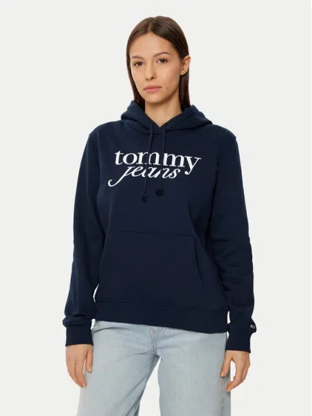 Tommy Hilfiger Bluzy Kobieta XL Bluza z kapturem z długim rękawem niebieski