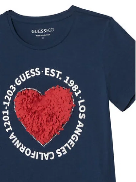 Guess Marškinėliai Tamsiai Regular Fit mėlyna