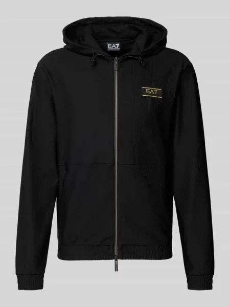 Bluza dresowa z naszywką z logo krój regular fit Ea7 Emporio Armani czarna