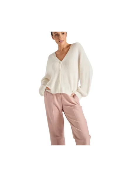 Krótki kardigan Marie Méro wełniany z dekoltem w serek beżowy