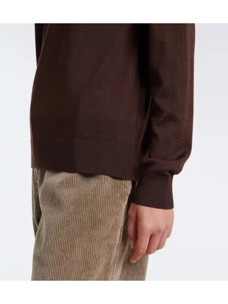 Tricou polo The Row de lână maro