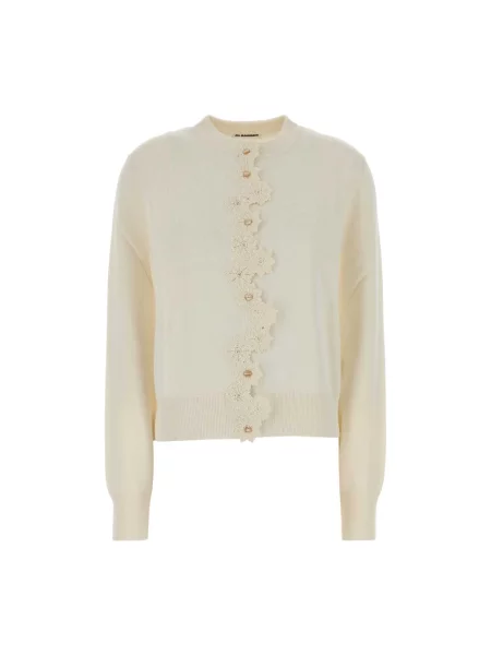 Kardigan Jil Sander z nadrukiem biały