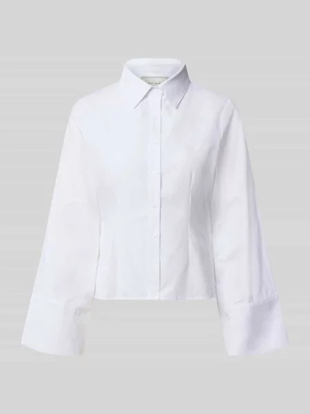 Bluzka koszulowa o kroju oversized z mieszanki bawełny z ozdobne szwy Neo Noir biała