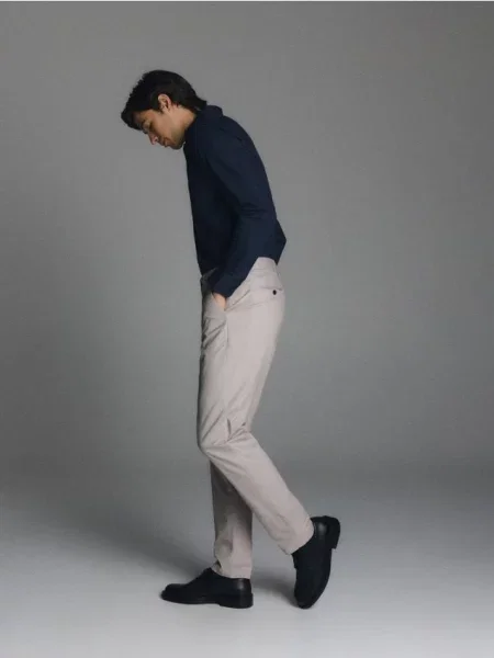 Reserved Pantaloni slim cu pima bej