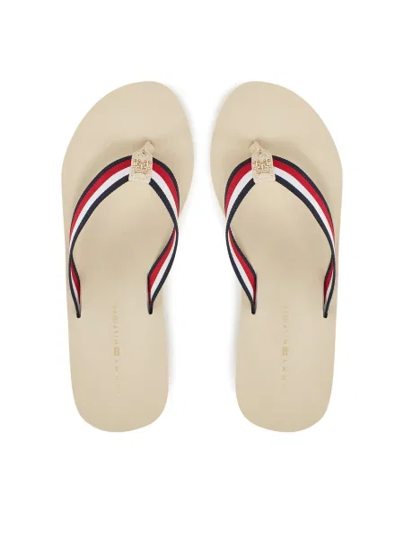 Муслиновые вьетнамки Tommy Hilfiger на танкетке бежевые