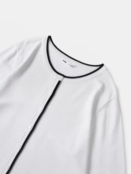 Кардиган з контрастною облямівкою з віскозою білий