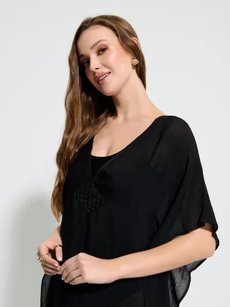 Пляжное пончо чорний