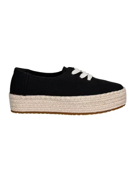 Lniane espadryle Toms na platformie czarne