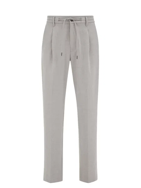 WE Fashion Pantaloni cu dungă deschis gri