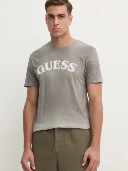 Тениска Guess с принт сиво